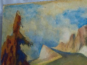 Klaas Pijlman - Aquarel , Sassolungo , Dolomieten , Italië – 1968 kopen? Bied vanaf 40!