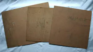 Fon Klement - 3 beschilderde hardboard platen, gebruikt als drukplaten voor de drukpers kopen? Bied vanaf 1!