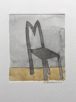 Klaas Gubbels - ets met aquarel ingekleurd - ‘Stoel’ kopen? Bied vanaf 245!
