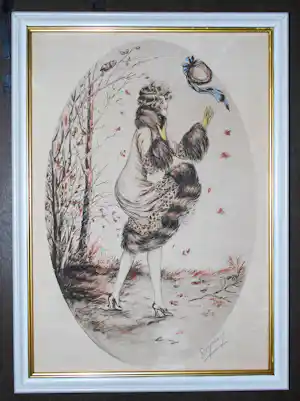 Nelly Degouy - Art Deco - litho in kleur, jaren 30 - handgesigneerd verkauft für € 40!