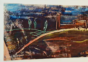 Jasper Krabbé - gemengde techniek (pastel, aquarel) op papier "nachtlandschap" gesigneerd kopen? Bied vanaf 130!