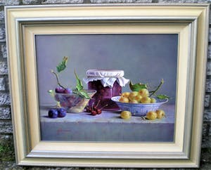 Hans Habraken - Stilleven met kersen en pruimen kopen? Bied vanaf 750!
