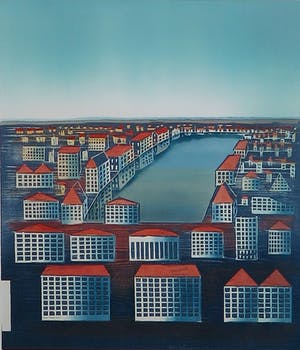 Willem de Vries - Houtsnede, Lost City VI- Ingelijst kopen? Bied vanaf 30!