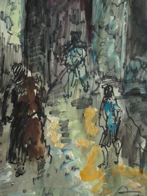 Jan Makkes - Gemengde techniek , GROOT , Stadspoort – ingelijst – 1977 kopen? Bied vanaf 1!