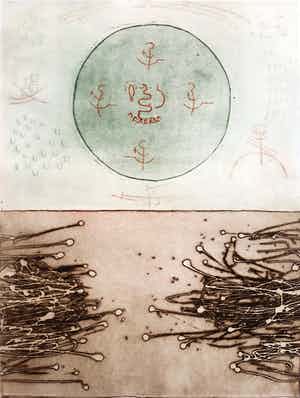 Jan Montyn - Chonyid Bardo - Possédant le savoir, aquatint ets (kleine oplage) verkocht voor € 115!