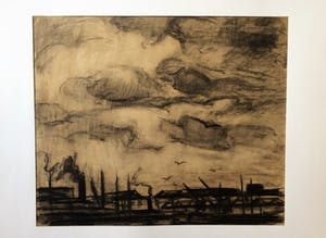 Jos Mous - tekening Haven Grote tekening - 100 cm x 70 cm kopen? Bied vanaf 50!