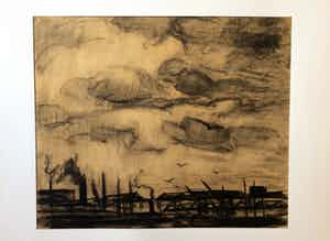 Jos Mous - tekening Haven Grote tekening - 100 cm x 70 cm verkocht voor € 50!