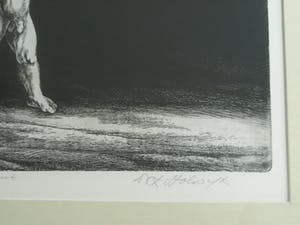 Dick Stolwijk - Ets, “Minotaurus” – gesigneerd & ingelijst – oplage 25 ex. kopen? Bied vanaf 50!