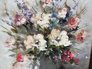 Niet of onleesbaar gesigneerd - Pot met bloemen kopen? Bied vanaf 1!