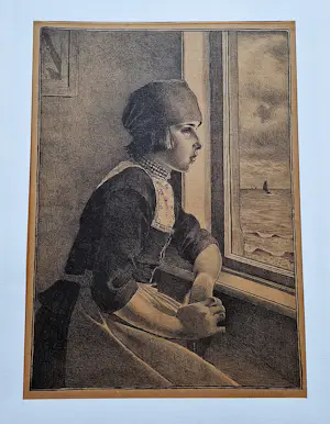 Wilm Wouters - grote Litho " Volendams meisje (mogelijk Geertje Smit) " potloodgesigneerd kopen? Bied vanaf 38!