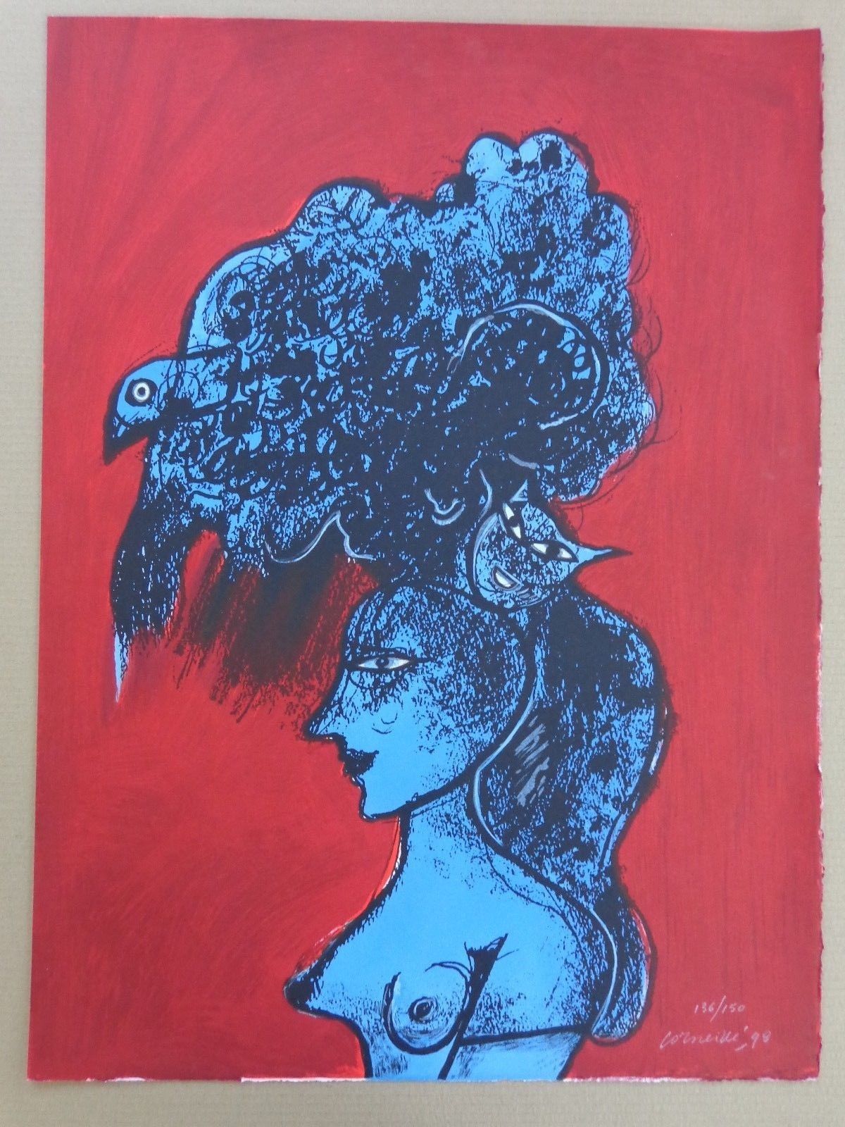 Corneille - BLAUWE VROUW / KLEURZEEFDRUK / 76x56cm / SIG / 1998 kopen? Bied vanaf 165!