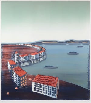 Willem de Vries - Houtsnede, Coast I - Ingelijst kopen? Bied vanaf 20!