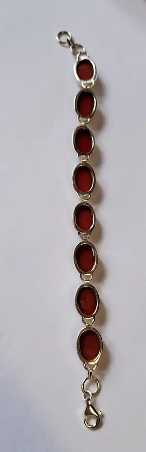 Nieuw Sterling zilveren armband gezet met bloed koraal kopen? Bied vanaf 125!