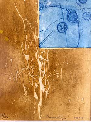 Jan Montyn - Abstracte Compositie - Ets, Prachtig Ingelijst verkocht voor € 110!