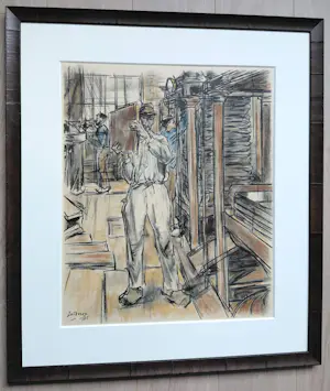 Jan Toorop - Perserij in kaarsenfabriek, litho (mooi ingelijst) kopen? Bied vanaf 395!