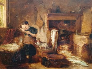 Niet of onleesbaar gesigneerd - Vrouw aan wieg. kopen? Bied vanaf 1!