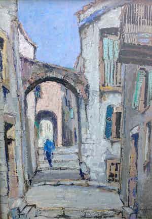 Jan den Hengst - 7306 - Figuur in Mediterraans straatje verkocht voor € 300!