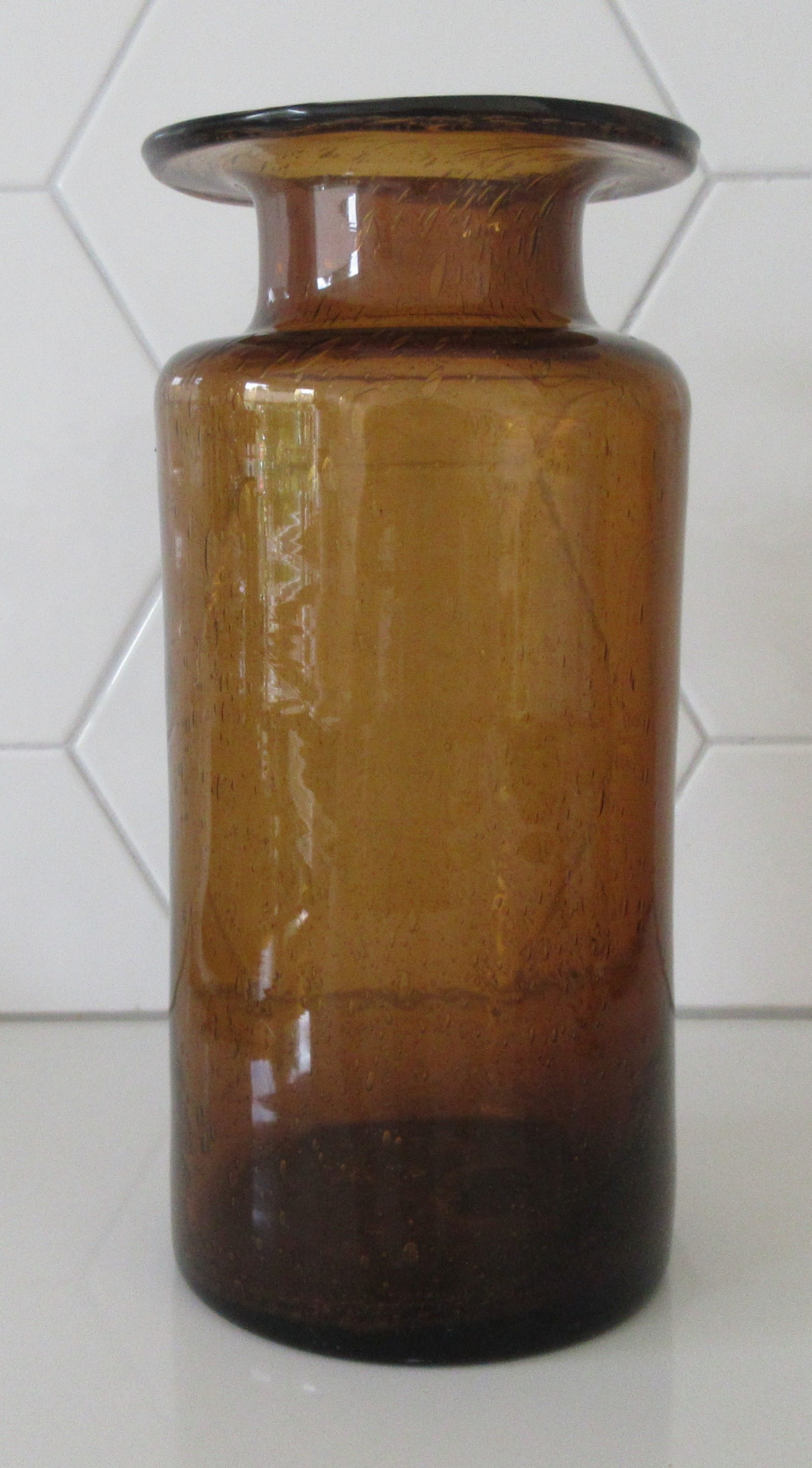 Kosta Boda - Amber glazen bubbel vaas ontwerp Erik Hoglund verkocht voor € 1!