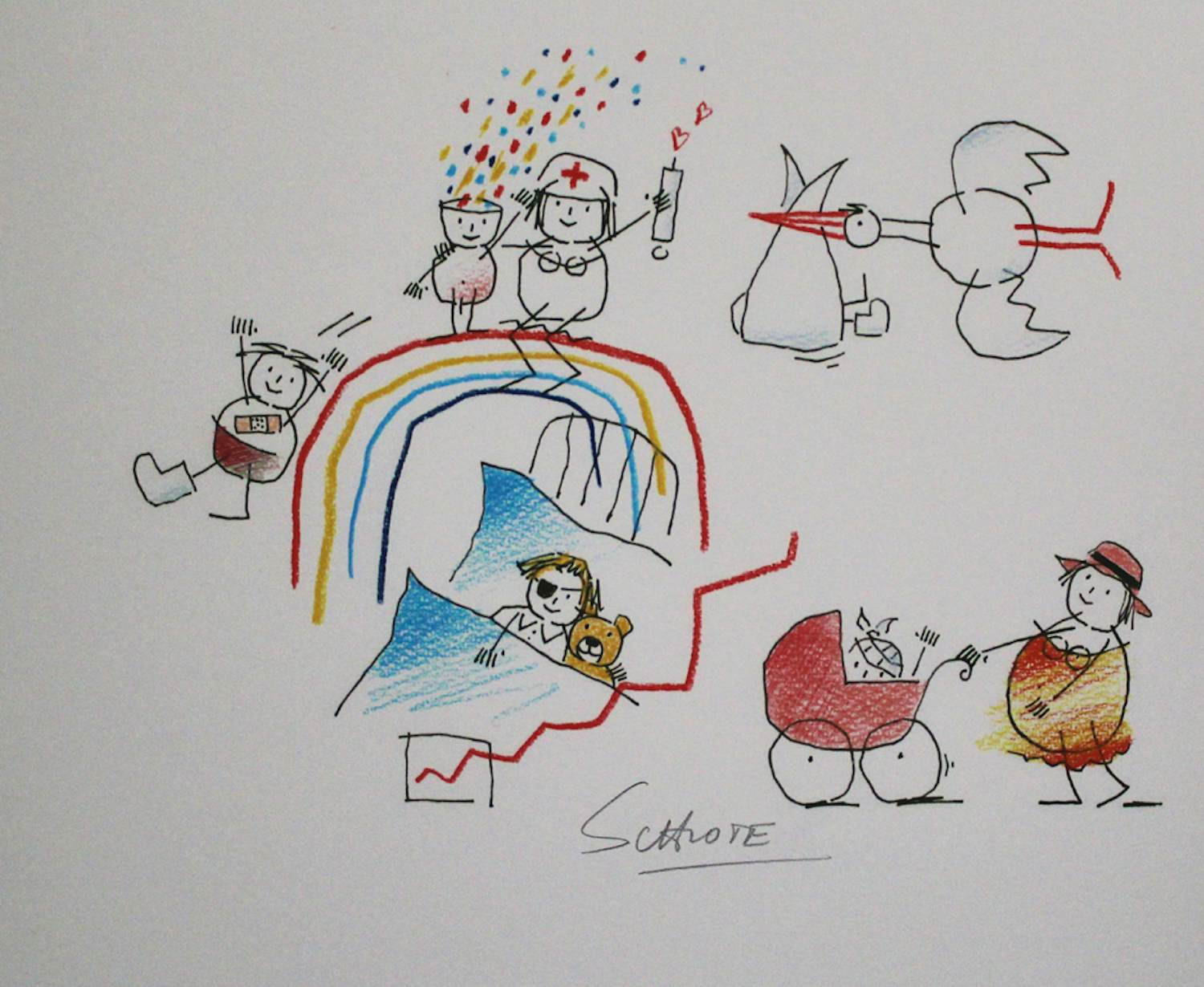 Wilhelm Schlote - Kleurenzeefdruk DE KINDERARTS Handgesigneerd kopen? Bied vanaf 39!