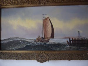 Niet of onleesbaar gesigneerd - Olieverf op doek, Boot met zeezicht kopen? Bied vanaf 10!