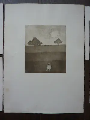 Margriet Snel - 7 etsen met figuren in landschappen kopen? Bied vanaf 50!