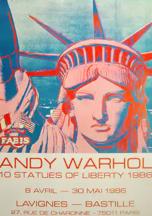 Andy Warhol - Andy Warhol - Poster - 10 Statues of Liberty - Paris verkocht voor € 1!