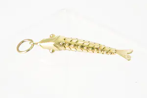 18- Sierlijke en flexibele 18 Krt geel-gouden "geschubte Vis" hanger kopen? Bied vanaf 130!