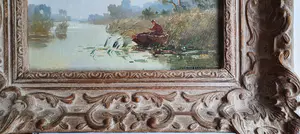 Jan Simon Knikker (jr.) - Rivierlandschap met vissersboot kopen? Bied vanaf 395!