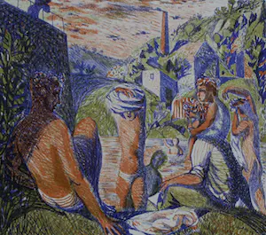Nicolaas Wijnberg - Kleurenlitho: Badende mythische figuren - 1947 kaufen? Bieten Sie von 50!