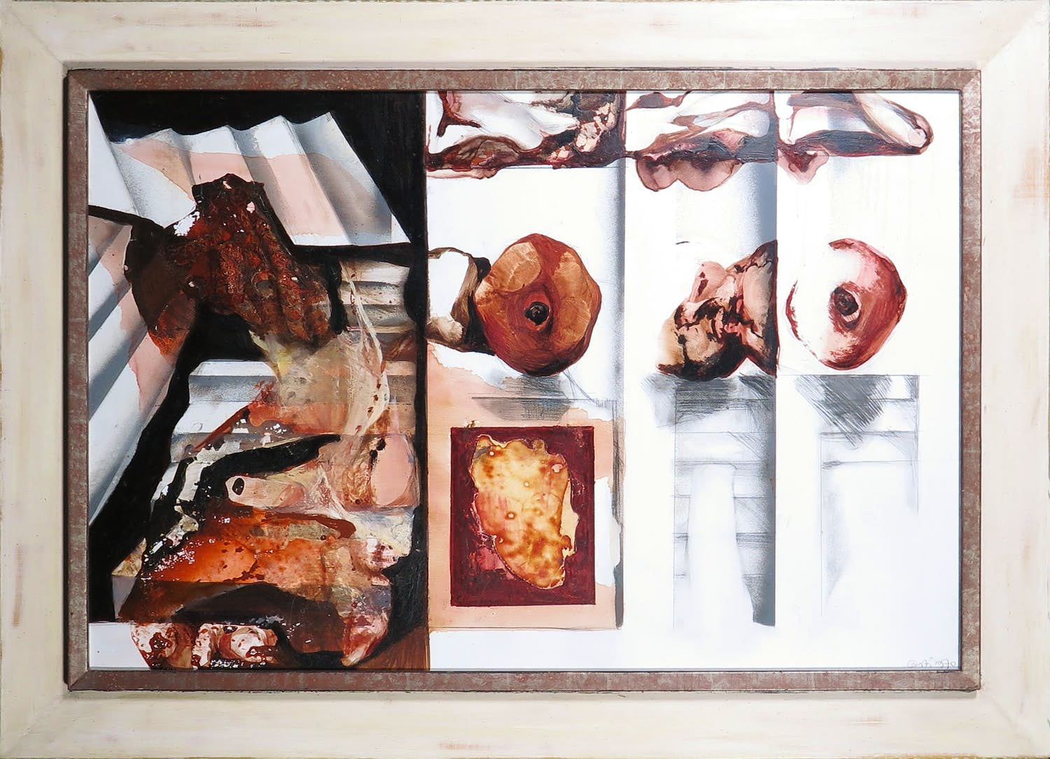 Gerti Bierenbroodspot - Gemengde techniek op paneel, Zonder titel - Ingelijst verkocht voor € 1!