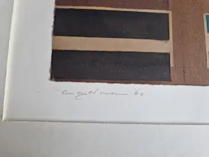 Adine Engelman - 1962 - geometrisch abstract - Sjabloondruk (laagjes waterverf) - gesigneerd kopen? Bied vanaf 43!