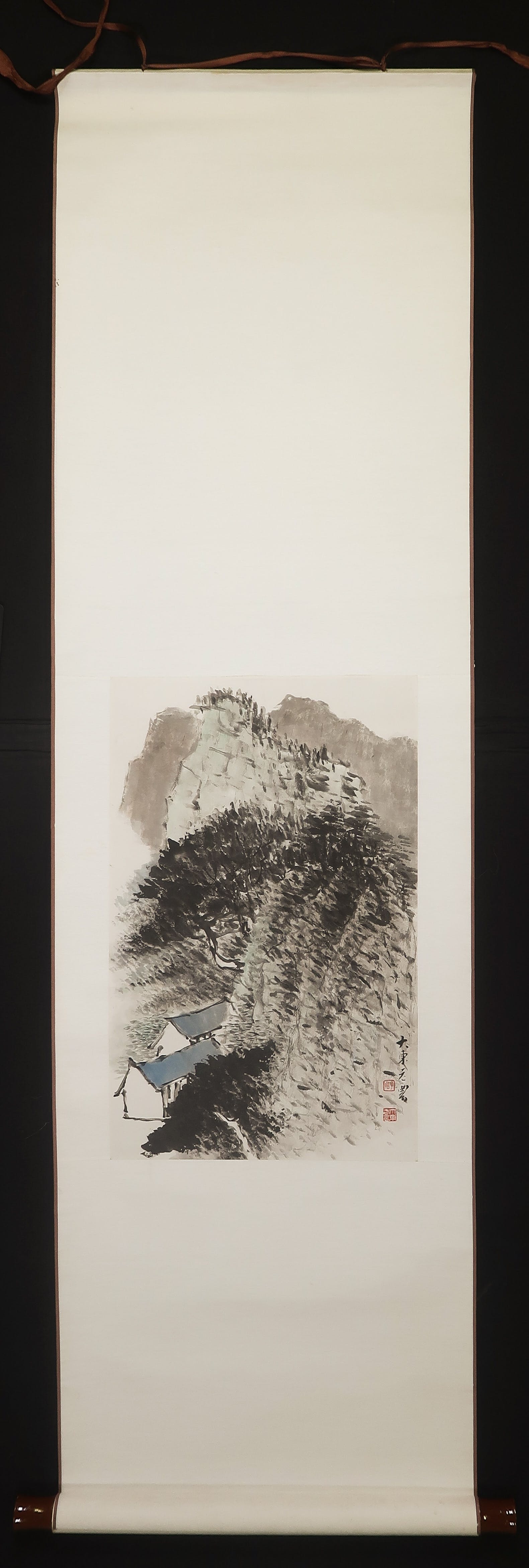 Niet of onleesbaar gesigneerd - Penseeltekening op zijdepapier, Rolschildering met Chinees landschap kopen? Bied vanaf 1!