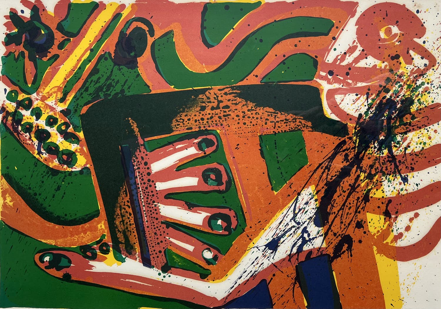 Bengt Lindstrom - handgesigneerde litho | 'Cobra-figuur' (INGELIJST) kopen? Bied vanaf 300!