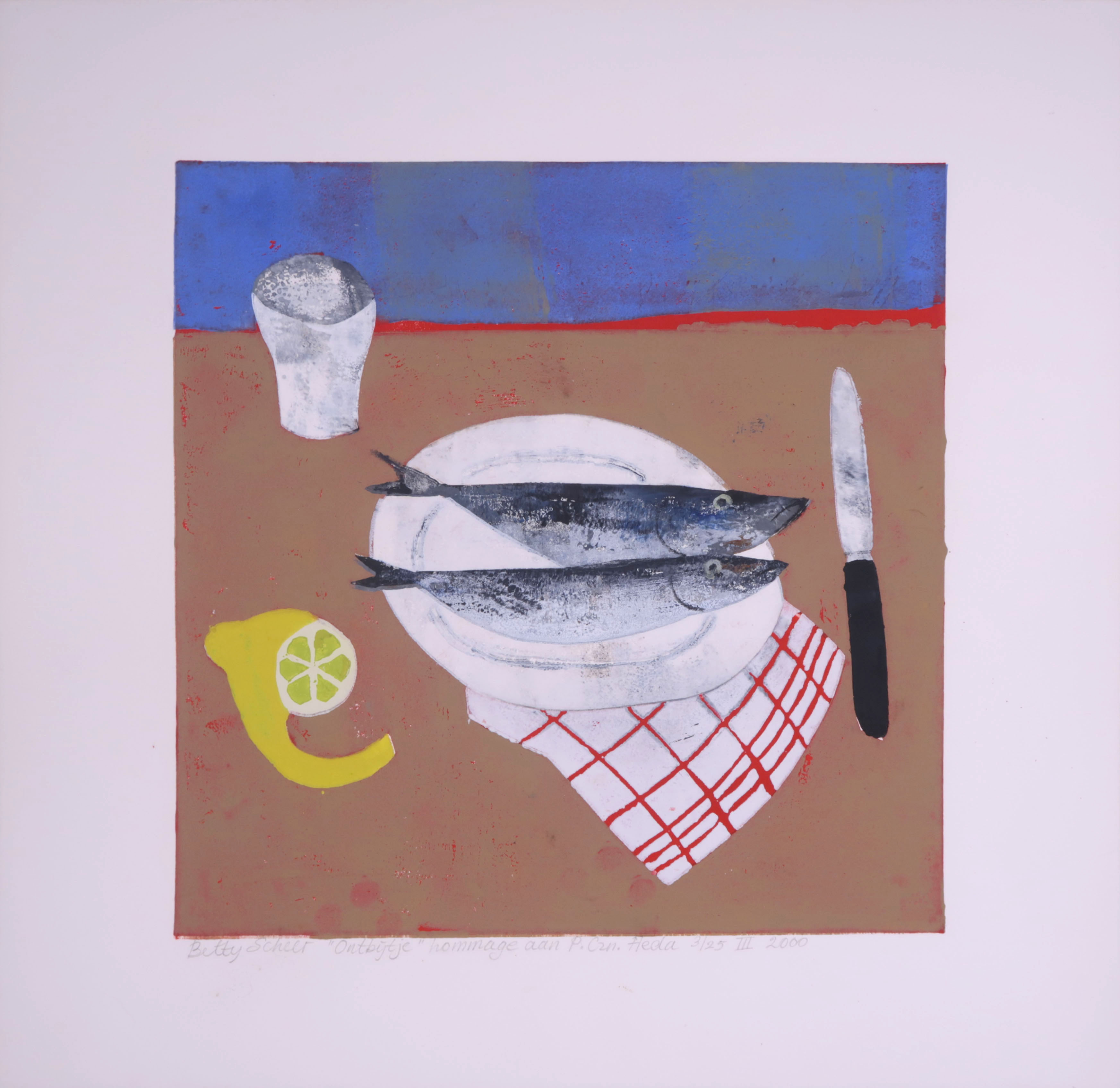 Betty Scheer - Zeefdruk, ''Ontbijtje'' Hommage and P. Czn. Heda verkocht voor € 35!