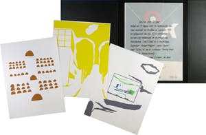 Hans Landsaat - Luxe cassette met 34 zeefdrukken, Notities over 50 jaar kopen? Bied vanaf 120!