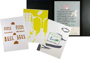 Hans Landsaat - Luxe cassette met 34 zeefdrukken, Notities over 50 jaar verkocht voor € 120!