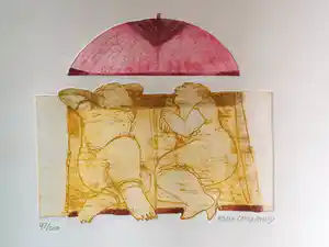 Karin Campfens - Onder de parasol. verkocht voor € 40!