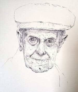 Niet of onleesbaar gesigneerd - Portret Roger Raveel - Originele pentekening kopen? Bied vanaf 1!