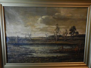 Niet of onleesbaar gesigneerd - Polderlandschap onder bewolkt weer kopen? Bied vanaf 10!