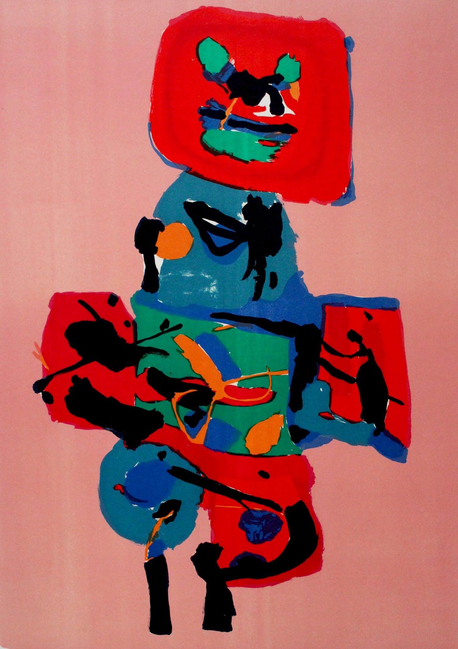 Karel Appel - Kleuren litho: "Menselijk figuur" verkocht voor € 1095!