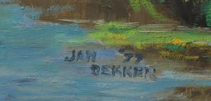 Jan Dekker - Olieverf op doek, Noord-Hollandse polder - Ingelijst kopen? Bied vanaf 80!