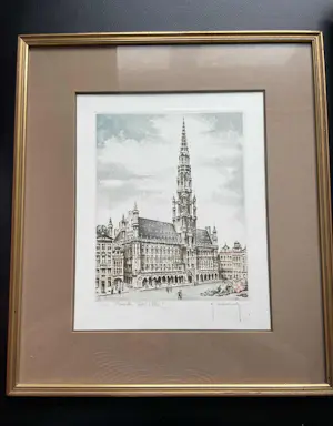 Roger Hebbelinck - Vijfluik van Aquarellen over Brussel, genummerd en gehandtekend. kaufen? Bieten Sie von 120!