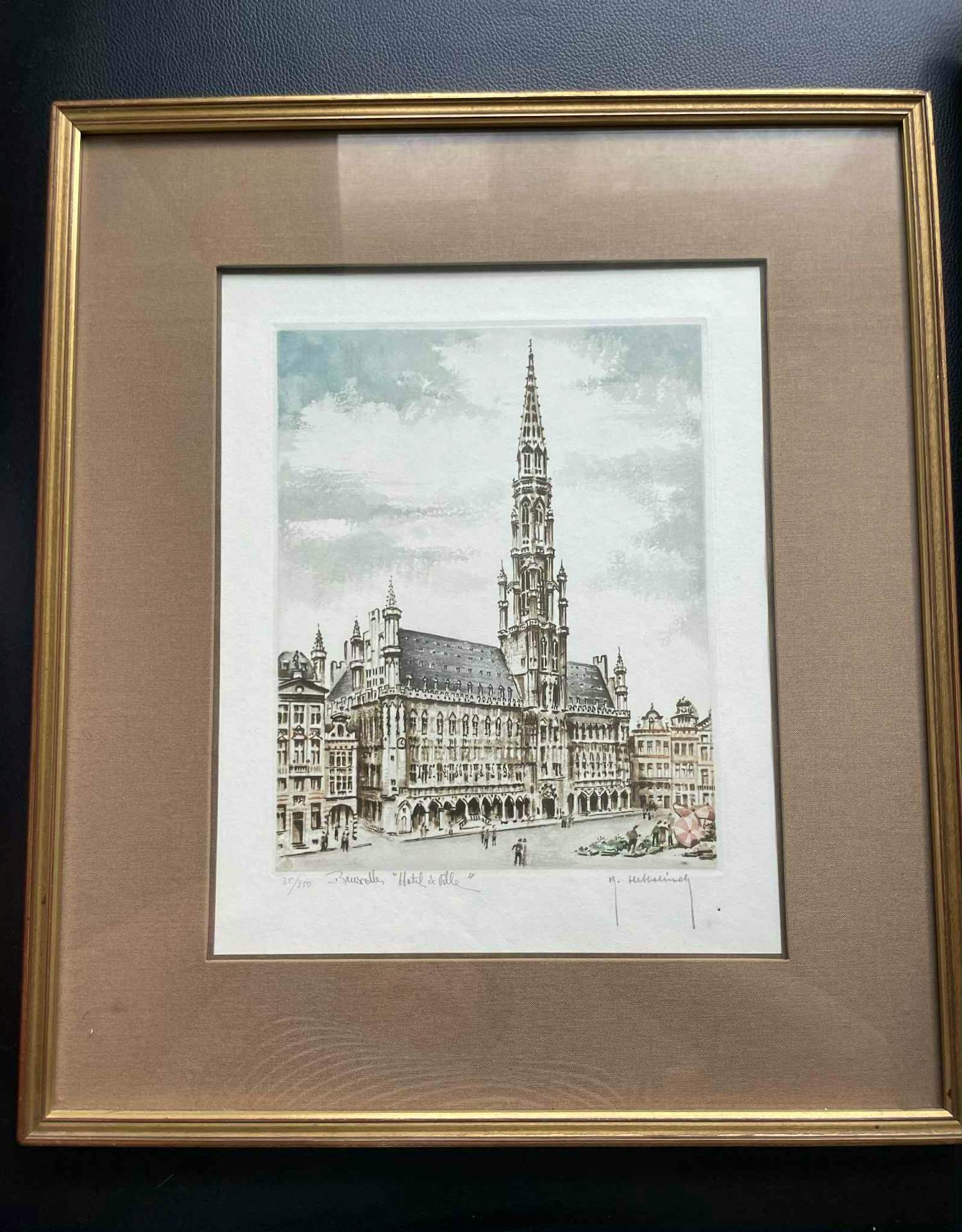 Roger Hebbelinck - Vijfluik van Aquarellen over Brussel, genummerd en gehandtekend. kopen? Bied vanaf 120!