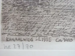 Karel Kok - Kanaalweg Lisse - circa 1910 - ets uit 1983 kopen? Bied vanaf 30!