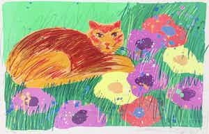 Walasse Ting - zonder titel maar met fraaie lijst! verkocht voor € 425!