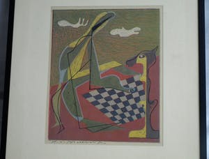 Harry van Kruiningen - Ingelijste kleurenlitho , Schaakspeler – 1947 – oplage 24 ex. kopen? Bied vanaf 50!