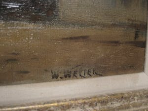 Arnout van Gilst - Fraai olieverf "Amsterdam PH Kade en Nicolaaskerk" mooie Heydenrijk lijst! kopen? Bied vanaf 140!