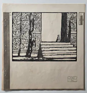 Wijnand Otto Jan Nieuwenkamp - Tempelpoort. Bali. Houtsnede uit Wendingen kopen? Bied vanaf 69!