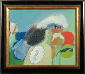 Michel van Overbeeke - Olieverf op doek, Landscape of Remembrance - Ingelijst verkocht voor € 300!