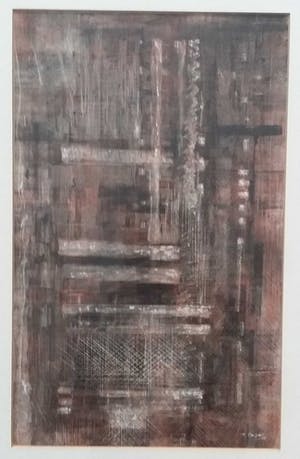 Ton Pape - Abstract Werk - Originele Gouache in Originele Lijst kopen? Bied vanaf 1!